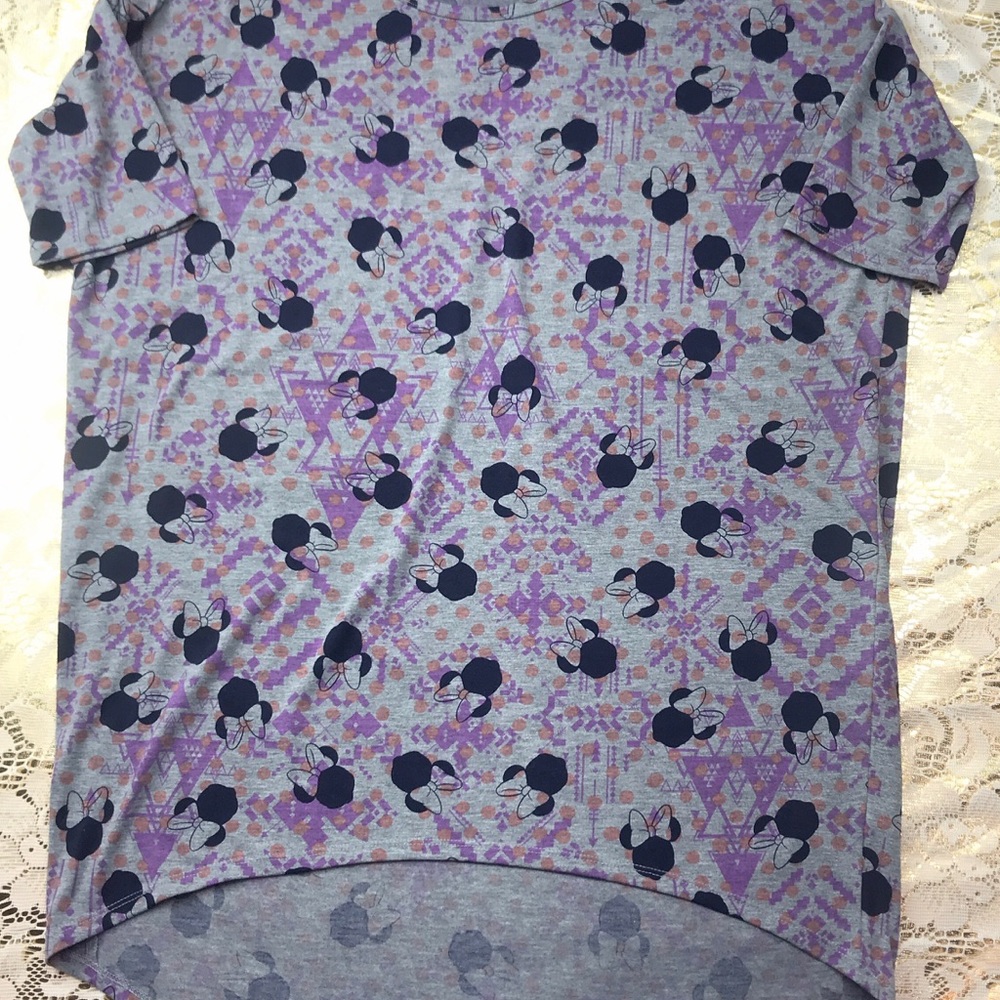 Lularoe unicorn Irma Minnie Mouse geometric purple